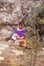 Tarahumara Indian woman in front of the fire