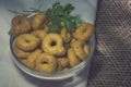 Tarallini tarallo taralli Italian drying bagels Royalty Free Stock Photo
