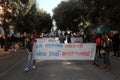 Ex Ilva, the USB general strike with protesters and slogans in the city Royalty Free Stock Photo