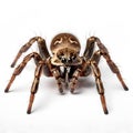 Tarantula spider isolated on white background. Close-up.
