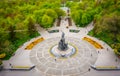Taras Shevchenko monument in Kharkov, aerial view with tilt shift effect