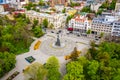 Taras Shevchenko monument at Sumskaya street in Kharkov, aerial view