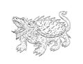 Tarasque Dragon Medieval Style Line Art Drawing