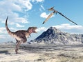 Tarbosaurus and Pteranodon