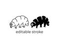 Tardigrade, water bears, moss piglets, editable stroke, silhouette and linear design