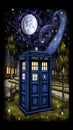 TARDIS, from Doctor Who, time-space machine, blue police phone call box, time vortex, Generative AI Royalty Free Stock Photo