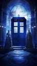 TARDIS, from Doctor Who, time-space machine, blue police phone call box, time vortex, Generative AI