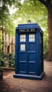 TARDIS, from Doctor Who, time-space machine, blue police phone call box, time vortex, Generative AI