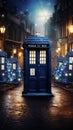 TARDIS, from Doctor Who, time-space machine, blue police phone call box, time vortex, Generative AI