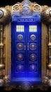 TARDIS, from Doctor Who, time-space machine, blue police phone call box, time vortex, Generative AI Royalty Free Stock Photo