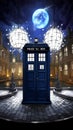 TARDIS, from Doctor Who, time-space machine, blue police phone call box, time vortex, Generative AI