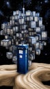 TARDIS, from Doctor Who, time-space machine, blue police phone call box, time vortex, Generative AI Royalty Free Stock Photo