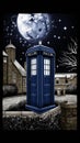 TARDIS, from Doctor Who, time-space machine, blue police phone call box, time vortex, Generative AI Royalty Free Stock Photo