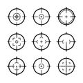 Target aim icons military set. Crosshair target weapon sniper army sight for gun or rifle Royalty Free Stock Photo