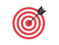 Target with arrow. Aim with red circles. Goal icon. Idea for marketing and business. Aiming for archery with red center