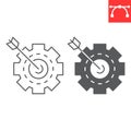 Target arrow and cogwheel line and glyph icon Royalty Free Stock Photo