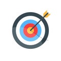 Target with arrow. Goal achieve concept. Premium quality vector illustration in flat style isolated on white background. Royalty Free Stock Photo