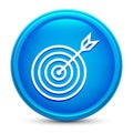 Target arrow icon glass shiny blue round button isolated design vector illustration Royalty Free Stock Photo