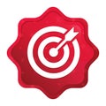 Target arrow icon misty rose red starburst sticker button Royalty Free Stock Photo