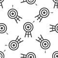 Target with arrow icon seamless pattern on white background. Dart board sign. Archery board icon. Dartboard sign Royalty Free Stock Photo