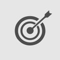 Target arrow vector icon EPS 10. Simple isolated focus on goal success symbol