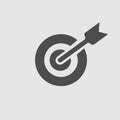 Target arrow vector icon EPS 10. Simple isolated focus on goal success symbol