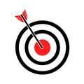 Target with arrow on white background. Isolated vector aim symbol. Marketing goal icon Royalty Free Stock Photo