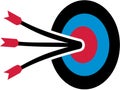 Target with arrows in middle Royalty Free Stock Photo