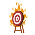 Target for arrows. red and white flaming aim.