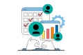 Target audience concept with people scene in flat web design. Vector illustration