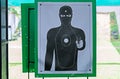 Target black silhouette of man. best for practicing aiming. THE Black human holding handgun shooting target. Royalty Free Stock Photo