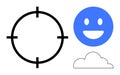 Target with Blue happy Face and Cloud Representing Focus and Positivity Royalty Free Stock Photo