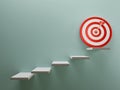 Target board and arrow on the highest step ladder for challenge setup Business achievement goal and objective target concept by 3d Royalty Free Stock Photo