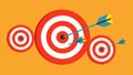 Target Board A dartboard with darts hitting various targets where each target is a goal. The illustration emphasizes the Royalty Free Stock Photo