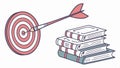 Target and books illustration, aiming for knowledge and learning objectives. Vector Design, Generative AI