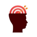 Target brain profile for medical design. Vector illustration. Business strategy. Vector icon. Royalty Free Stock Photo