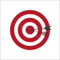 Target bullseye or arrow on target line art icon. Target with red and white circles. Classic colors. Illustration Royalty Free Stock Photo