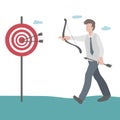 Business man shooting arrows to target board  illustration, Business concept Royalty Free Stock Photo