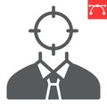 Target candidate glyph icon, manager and head hunting, headhunting vector icon, vector graphics, editable stroke solid