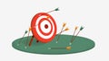 Target challenge fail arrows. Red target with pair arrows bunch missing arrows. Royalty Free Stock Photo