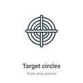Target circles outline vector icon. Thin line black target circles icon, flat vector simple element illustration from editable