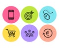 Target, Correct answer and Internet shopping icons set. Computer mouse, Smartphone and Exchange currency signs. Vector Royalty Free Stock Photo