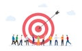 Target customer business for marketing with dart and customers people crowd with modern flat style - vector