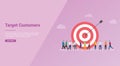 Target customers with people and goals dart for website template or banner landing homepage - vector Royalty Free Stock Photo