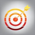 Target with dart. Vector. Horizontally sliced icon with colors f