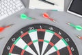 Target dartboard, arrows and business objects. Goal. Success Royalty Free Stock Photo