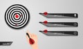 The target dartboard infographic arrow concept of goals achievement. Vector illustration