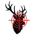 Target, deer, black silhouette, vector illustration