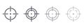 Target destination icon set. Aim sniper shoot group. Focus cursor bull eye mark