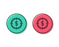 Target with Dollar line icon. Vector Royalty Free Stock Photo
